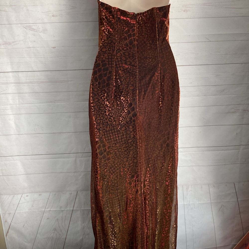 Jessica McClintock for GUNNE SAX Size 3 Y2K Strapless Animal Print Evening Gown - Picture 6 of 12